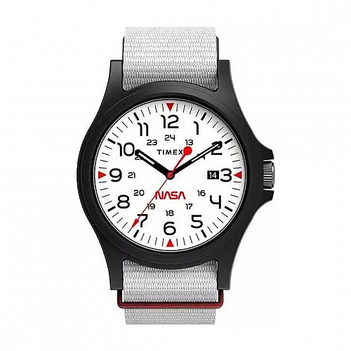 Acadia 40mm Fabric Strap Watch Featuring NASA Logo on Dial - White